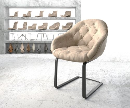 Fauteuil Gaio-Flex cantilever plat noir vintage beige