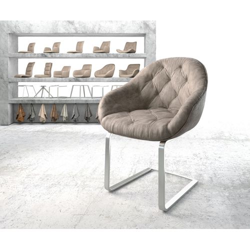 Fauteuil Gaio-Flex Cantilever Plat Acier Inoxydable Vintage Taupe
