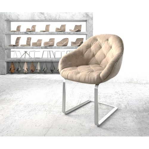 Fauteuil Gaio-Flex Cantilever Plat Acier Inoxydable Vintage Beige