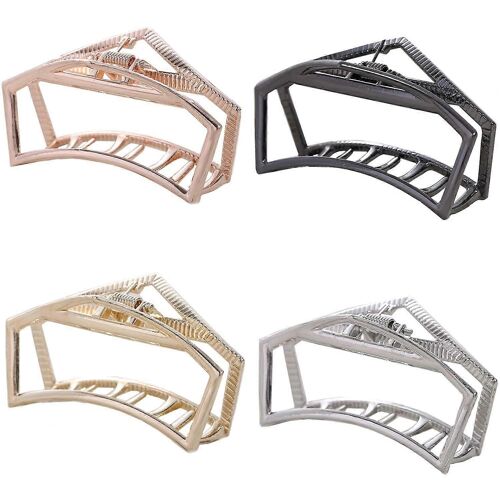 Heyone 4pcs Géométrie Forme Grand Métal Cheveux Pinces Cheveux Attraper Barrette Mâchoire Pince Pour Femmes Demi Chignon Épingles À Cheveux Pour Cheveux Épais (Argent + Or + Or Rose + 