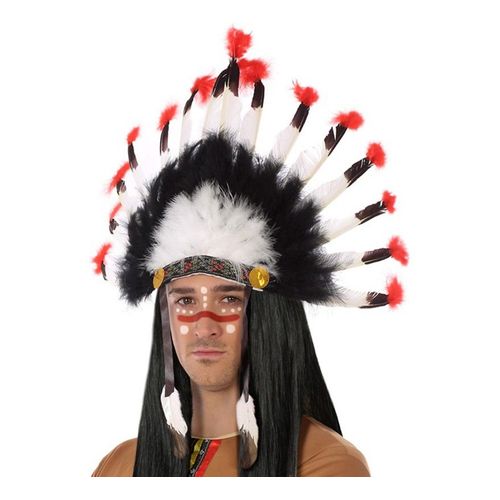 Panache De Chef Indien Avec Les Pointes Rouges (Taille Unique Adulte)