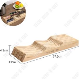 Td® Porte-Couteau De Cuisine En Bois Massif Ménager Cuisine Porte-Couteau Horizontal Tiroir De Rangement Porte-Couteau Polyvalent