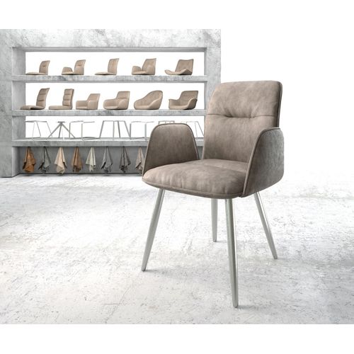 Fauteuil Vinja-Flex 4-Pieds Conique Acier Inoxydable Vintage Taupe
