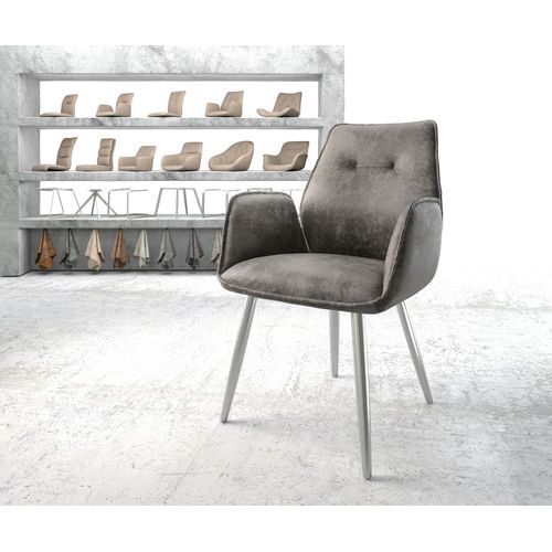 Fauteuil Zoa-Flex 4-Pieds Conique Acier Inoxydable Vintage Gris