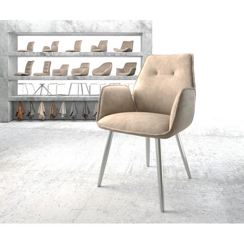 Fauteuil Zoa-Flex 4-Pieds Conique Acier Inoxydable Vintage Beige