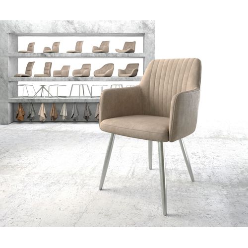 Fauteuil Greg-Flex 4-Pieds Conique Acier Inoxydable Vintage Beige