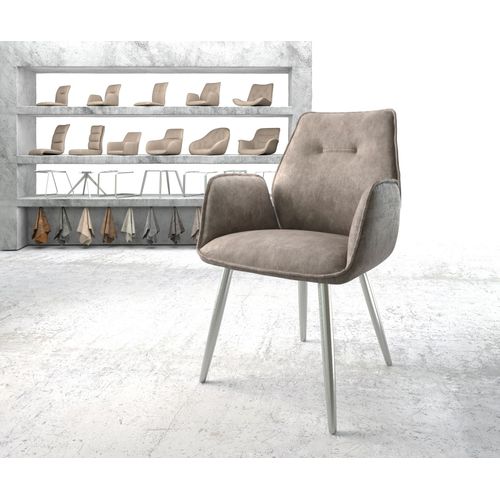 Fauteuil Zoa-Flex 4-Pieds Conique Acier Inoxydable Vintage Taupe