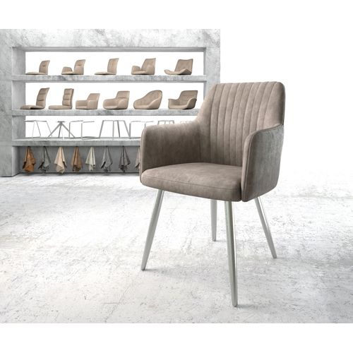 Fauteuil Greg-Flex 4-Pieds Conique Acier Inoxydable Vintage Taupe