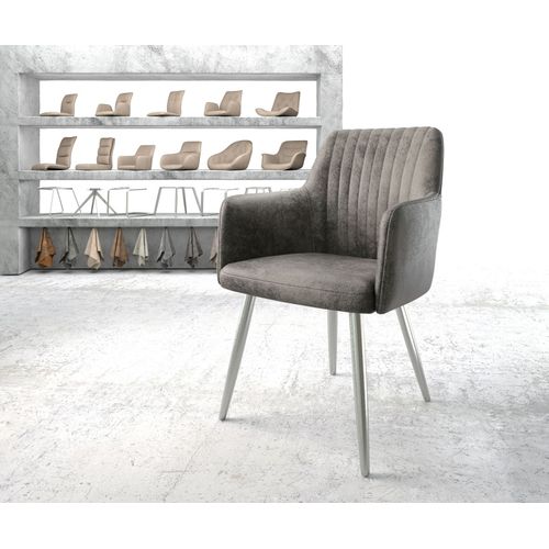 Fauteuil Greg-Flex 4-Pieds Conique Acier Inoxydable Vintage Gris