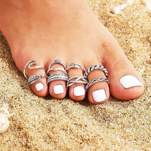 Anneaux D'orteil Pack Pour Les Femmes Orteil En Argent Bagues Pour Adolescentes Filles Pied Anneaux D'orteil Ouvrir Boho Bijoux Pour L¿Été Sandales Plage Son Cadeau