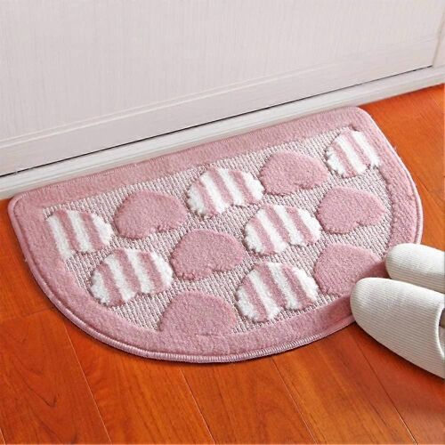 Polyster Superfine Fibre Demi-Cercle Forme Antidérapant Intérieur Extérieur Hello Paillasson Grand Petit Intérieur Extérieur Porte D'entrée Tapis Tapis Tapis De Sol Rose Coeur