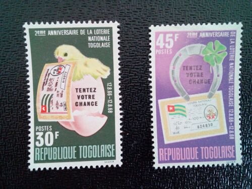 Timbre Togo Yt 586 - 587 2e Anniversaire De La Loterie Nationale 1968