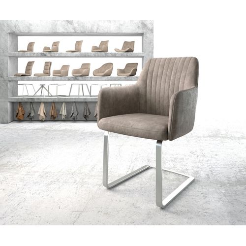 Fauteuil Greg-Flex Cantilever Plat Acier Inoxydable Vintage Taupe