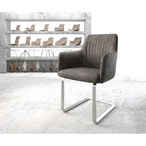 Fauteuil Greg-Flex Cantilever Plat Acier Inoxydable Vintage Anthracite