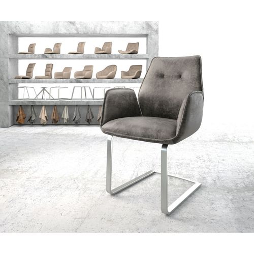 Fauteuil Zoa-Flex Cantilever Plat Acier Inoxydable Vintage Gris
