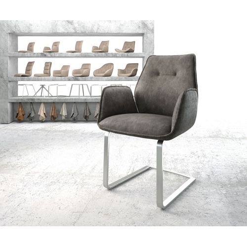 Fauteuil Zoa-Flex Cantilever Plat Acier Inoxydable Vintage Anthracite