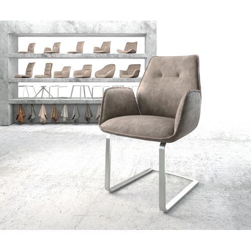 Fauteuil Zoa-Flex Cantilever Plat Acier Inoxydable Vintage Taupe