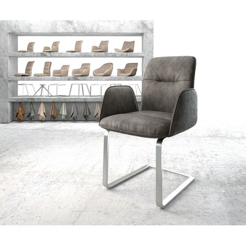 Fauteuil Vinja-Flex Cantilever Plat Acier Inoxydable Vintage Anthracite