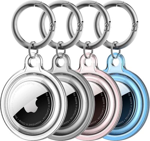 Airtags Case, Airtag Case Protection Anti-Rayures Pour Apple Airtags Case Apple Tag Case Air Tag (4 Couleurs: Blanc, Noir, Rose, Bleu)