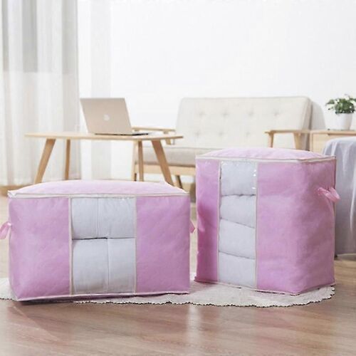 Sac de rangement Grand rangement de vêtements avec poignée renforcée, rose, 2 Pcs, style horizontal et style vertical60 x 41x 34cm et 48 x 48 x 30cm