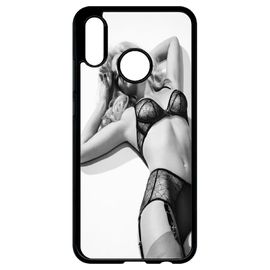 Coque Pour Huawei P20 Lite - Femme Sexy Noir Et Blanc - Noir