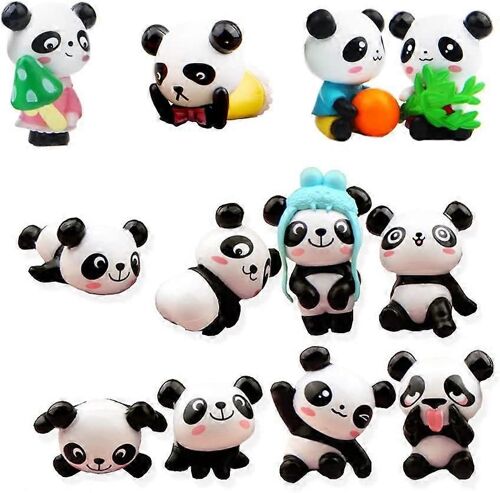 Panda Doll Mini Panda Toy Panda Cake Décoration Mignon Panda Décorations de fête d'anniversaire (12pcs / 1 Set)