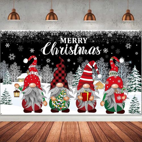 Bannière de fond de Noël, bannière de Gnome, décoration de fond de fête de Noël, photographie, vacances, photomaton, accessoires, décoration murale, fournitures d'hiver