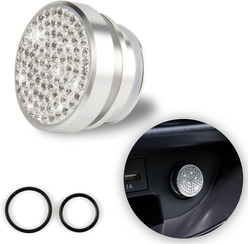 Couvercle De Prise Allume-Cigare De Voiture Bling, Prise Anti-Poussière Automobile, Décoration Intérieure De Voiture En Cristal Compatible Avec La Plupart Des Véhicules - Blanc