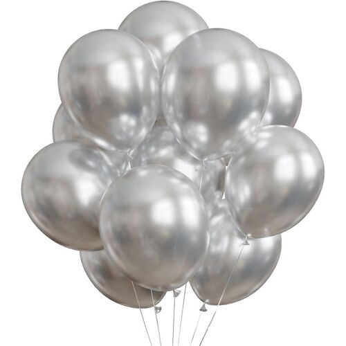 Ballons de fête en argent 100pcs 12 pouces Chrome Metallic Helium Ballons pour la décoration de fête d'anniversaire et la décoration de l'arche Mariage Anniversaire Baby Shower Chr