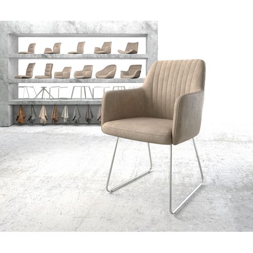 Fauteuil Greg-Flex Cadre Patin Acier Inoxydable Vintage Beige