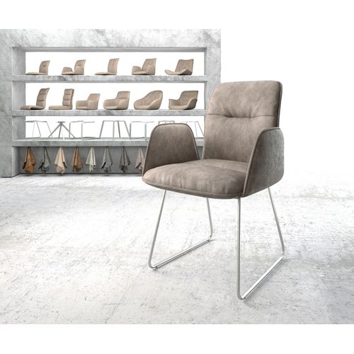 Fauteuil Vinja-Flex Cadre Patin Acier Inoxydable Vintage Taupe