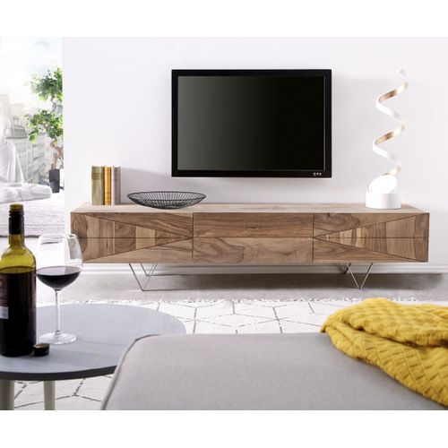 Table-De-Tv-Wyatt Sheesham Nature 175 Cm 2 Portes 1 Volet Meubles Tv