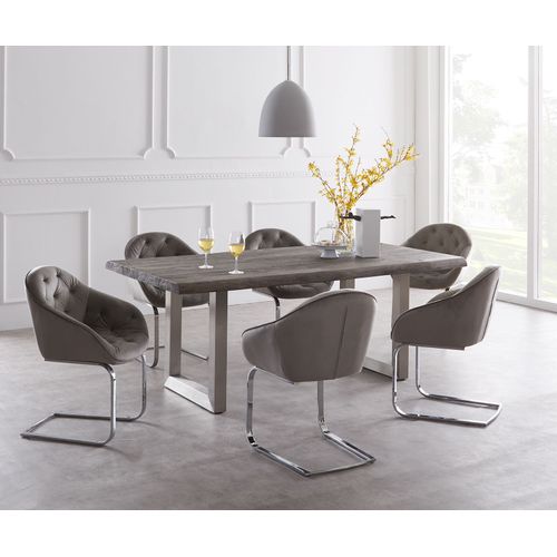 Table-De-Salle-?-Manger Edge Acacia Platine 200x100 Xl Acier Inoxydable Large Live-Edge