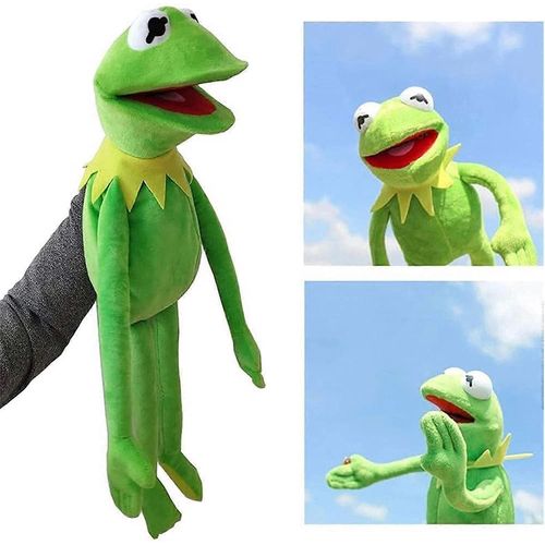 Marionnette Kermit la grenouille, marionnette à main en peluche grenouille, jouet de poupée en peluche de dessin animé mignon, marionnette à main en peluche, cadeaux de jouets éducatifs pour enfants c