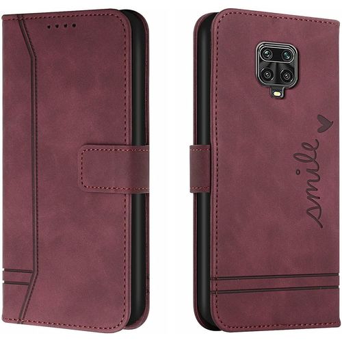 Coque Pour Xiaomi Redmi Note 9 Pro/Note 9 Pro Max/Note 9s, Portefeuille Housse En Pu Avec Tpu Fermoir Flip Pochette Housse (Rouge)