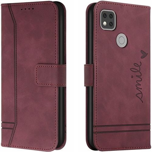 Coque Pour Xiaomi Redmi 9c, Portefeuille Housse En Pu Avec Tpu Fermoir Flip Pochette Housse Pour Xiaomi Redmi 9c (Rouge)