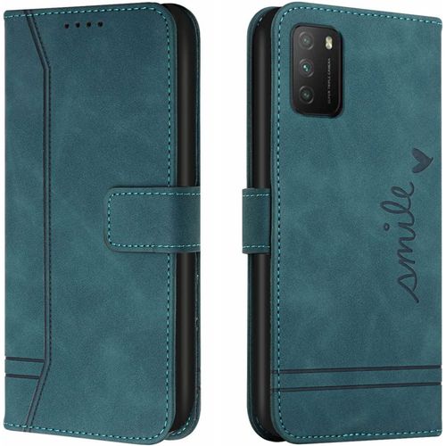 Coque Pour Xiaomi Poco M3/Redmi 9t/Redmi 9 Power, Portefeuille Housse En Pu Avec Tpu Fermoir Flip Pochette Housse (Vert)