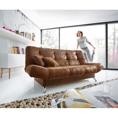 Canapé-Lit Viol Marron 190x90 Cm Avec Compartiment De Lit Canapé Fonction Lit