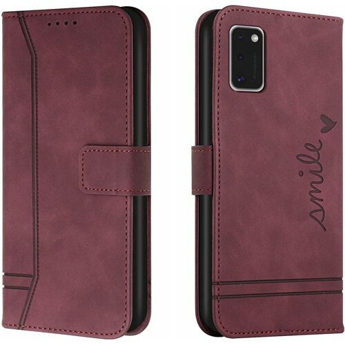 Coque pour Samsung Galaxy A41, Portefeuille Samsung A41, Housse en PU avec TPU Pochette (Rouge)