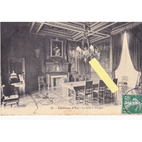Carte Postale Ancienne / Chateau D'eu,La Salle A Manger,1908