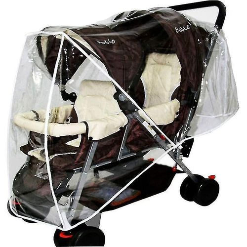 Housse De Pluie Universelle Pour Poussette Double - Housse Imperméable Et Coupe-Vent, Transparente