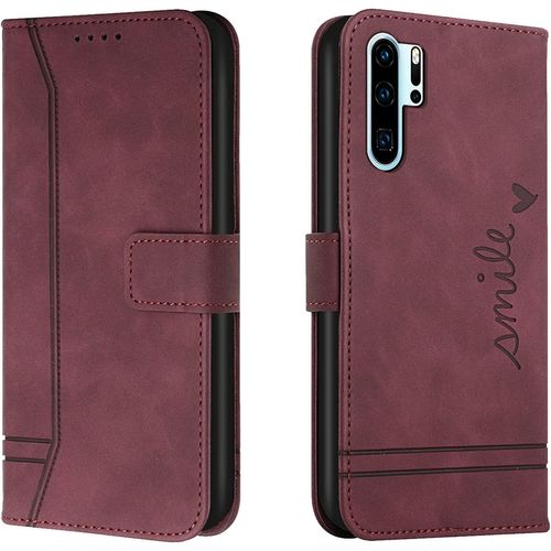 Coque Pour Huawei P30 Pro, Portefeuille Housse En Pu Avec Tpu Fermoir Flip Pochette Housse Pour Huawei P30 Pro (Rouge)