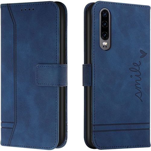 Coque Pour Huawei P30, Portefeuille Housse En Pu Avec Tpu Fermoir Flip Pochette Housse Pour Huawei P30 (Bleu)