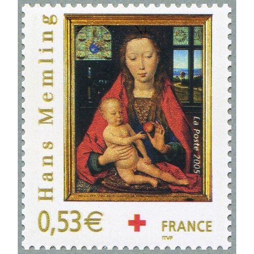 France 2005, Très Beau Timbre Neuf** Luxe Yvert 3840 Au Profit De La Croix-Rouge, Oeuvre De Hans Memling «La Vierge À L'enfant» Diptyque De Maarten Van Nieuvenhove. -