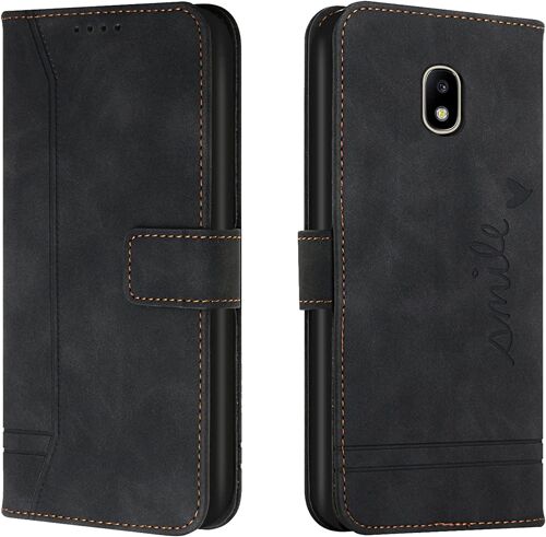 Coque pour Huawei Y5 2017 / Y6 2017, Portefeuille Housse en PU avec TPU Fermoir Flip Pochette Housse pour Huawei Y5 2017 / Y6 2017 (Noir)