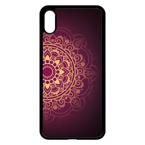 Coque Pour Smartphone - Oriental Fond Mauve Et Or - Compatible Avec Apple Iphone Xs Max - Plastique - Bord Noir