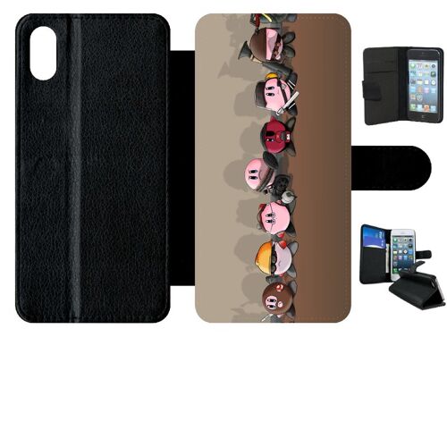 Etui A Rabat - Kirby Héros - Compatible Avec Apple Iphone Xs Max - Simili-Cuir - Bord Noir