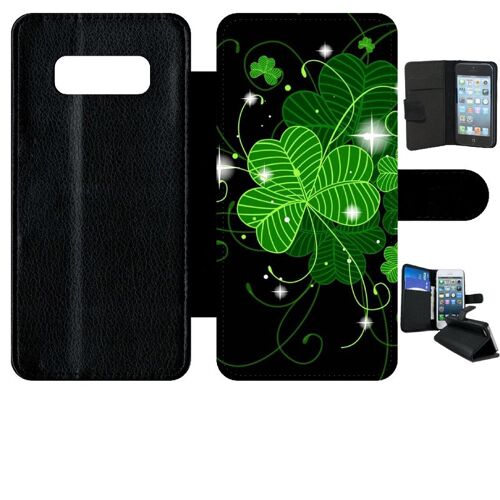 Etui A Rabat - Trefle Porte Bonheur - Compatible Avec Samsung Galaxy Note 8.0 - Simili-Cuir - Bord Noir