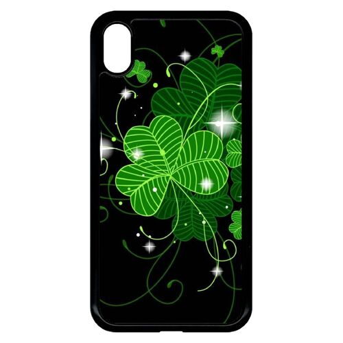 Coque Pour Smartphone - Trefle Porte Bonheur - Compatible Avec Apple Iphone Xr - Plastique - Bord Noir