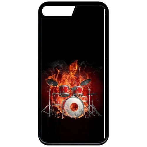 Coque Pour Smartphone - Squellette Joue A La Batterie Flamme - Compatible Avec Apple Iphone Xs - Plastique - Bord Noir
